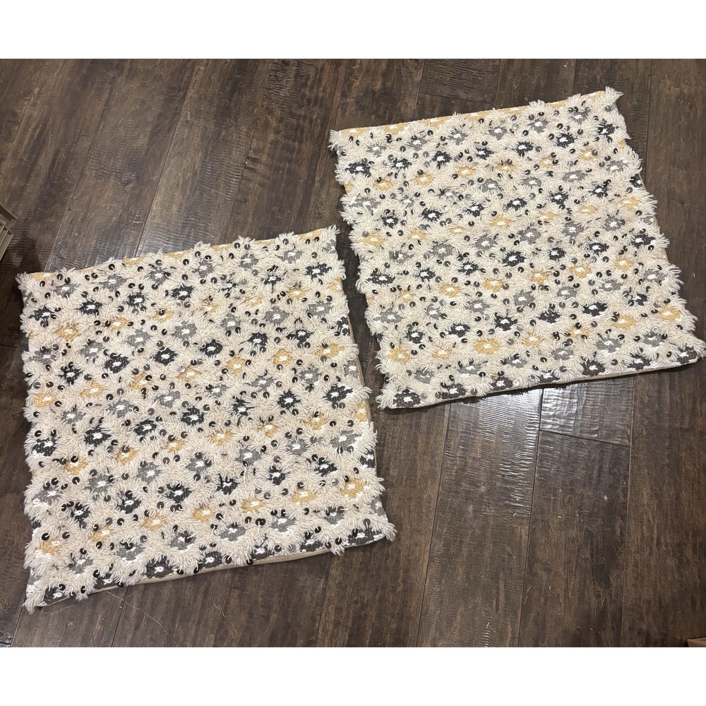 Pottery Barn Throw Pillow Case Cover 22x22~Set Of Two~ Beige/Yellow/Gray/Black